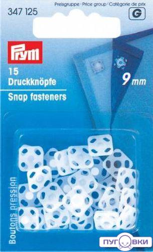 347125 Пришивные кнопки, пластик, квадратные прозрачные Prym